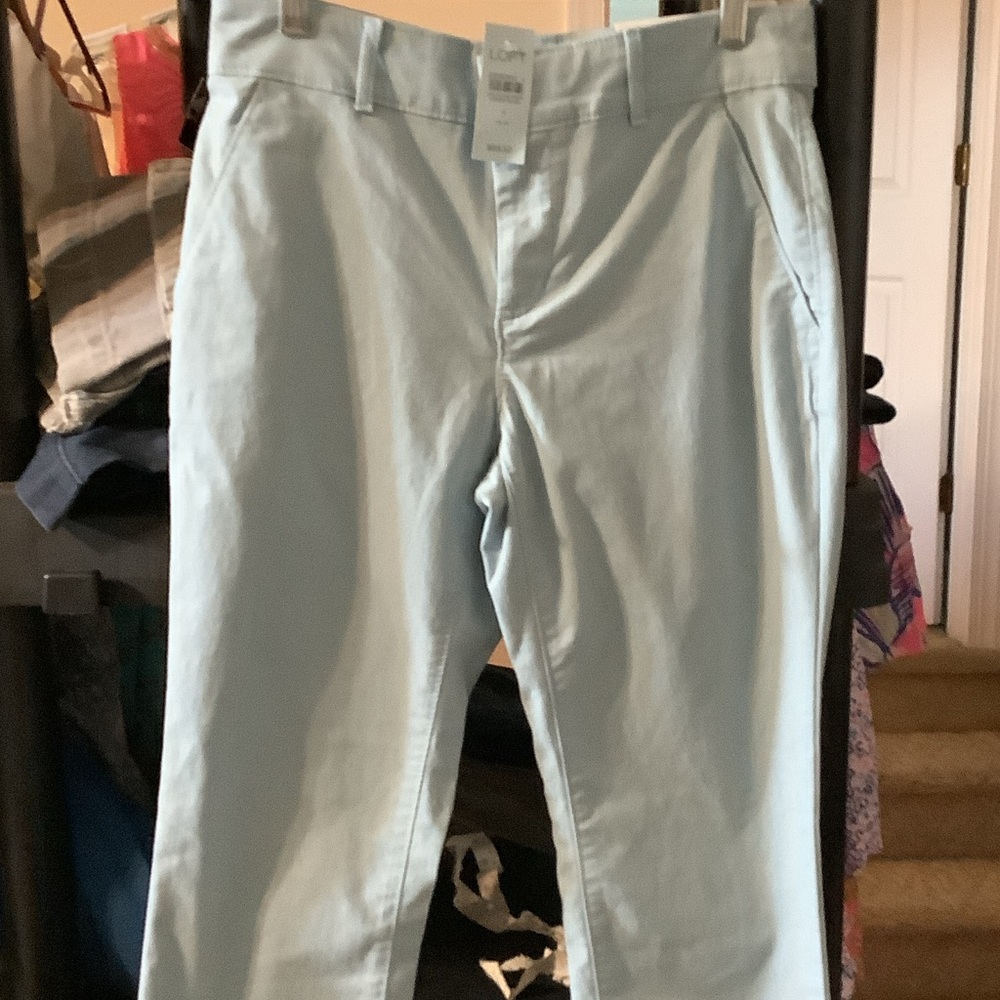 LOFT sz 4P‎ cropped, Chinos in Light Blue, lace, new